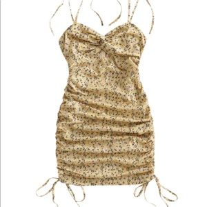 Ditsy Floral Tie Shoulder Twist Mini Dress Size L